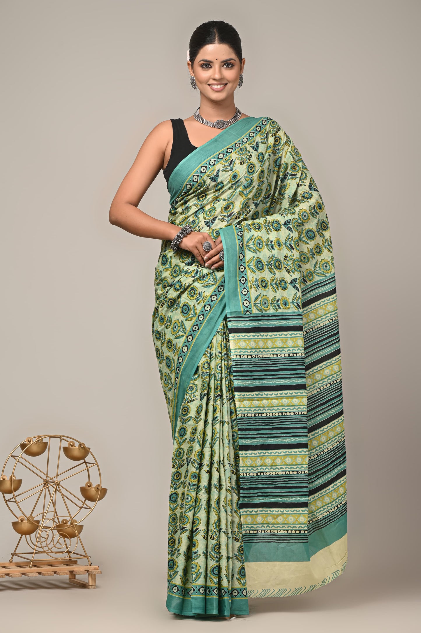 COTTON SAREE BAGRU HAND BLOCK PRINT