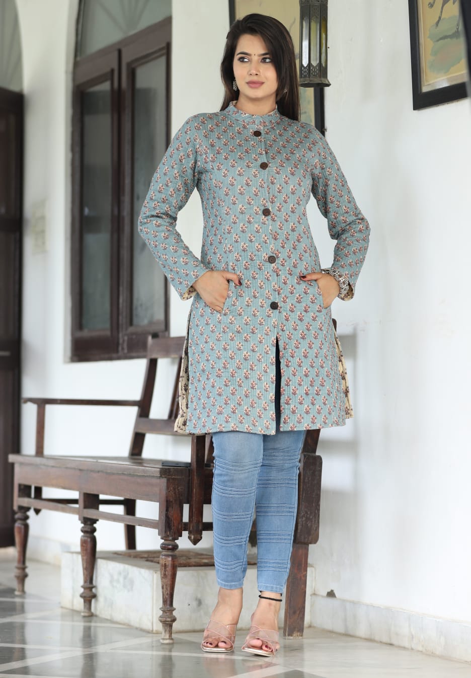 WINTER COTTON LONG REVERSIBLE QUILTED JACKET – Sethani Craft