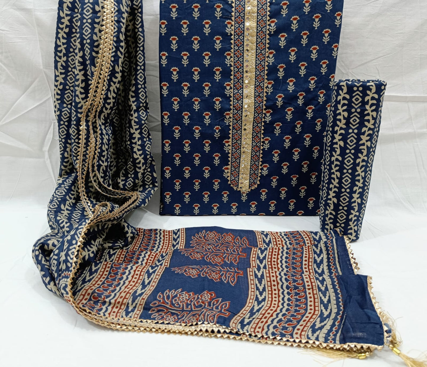 Gota Hand Work Cotton Suit With cotton dupatta