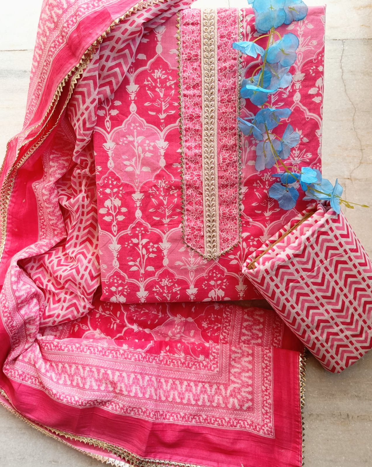 COTTON SUIT WITH COTTON DUPATTA