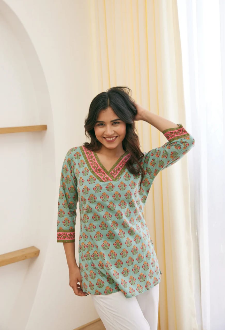 Hand Block Printed Short Kurti