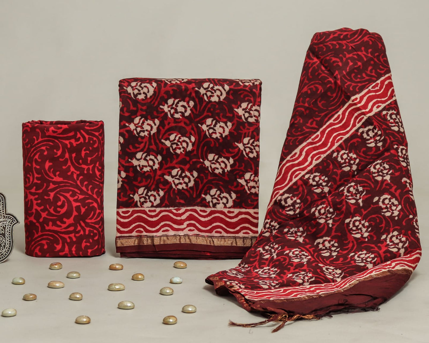 CHANDERI SILK SUIT WITH COTTON
