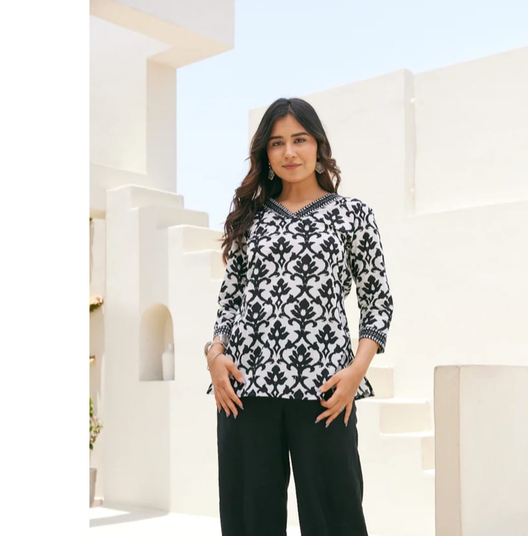 Cotton Short Kurti – Hand Block Printed