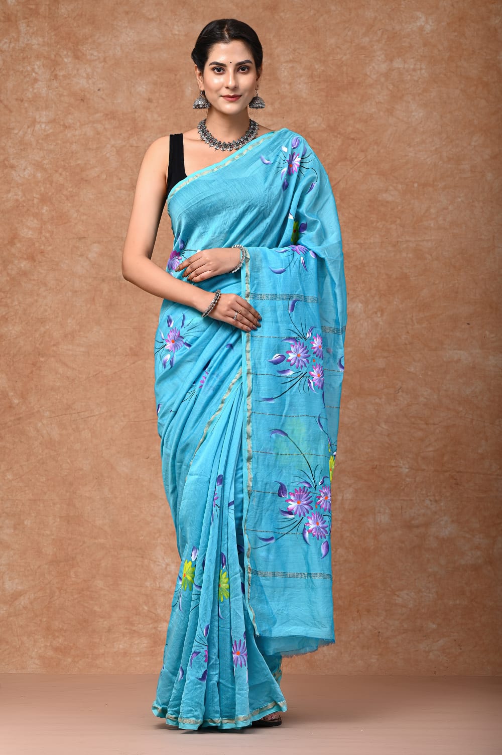 CHANDERI SAREE BAGRU PRINT