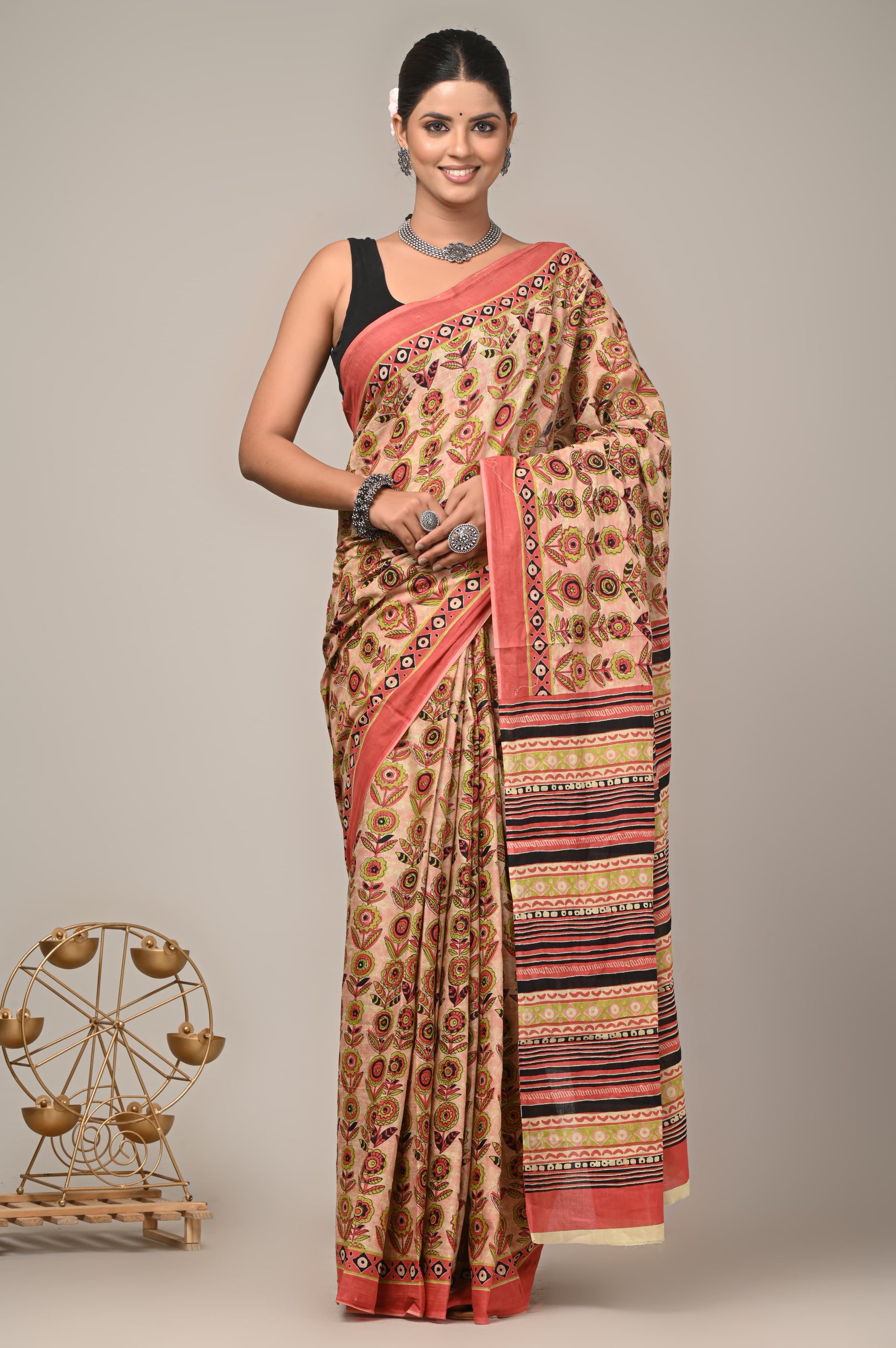 COTTON SAREE BAGRU HAND BLOCK PRINTS