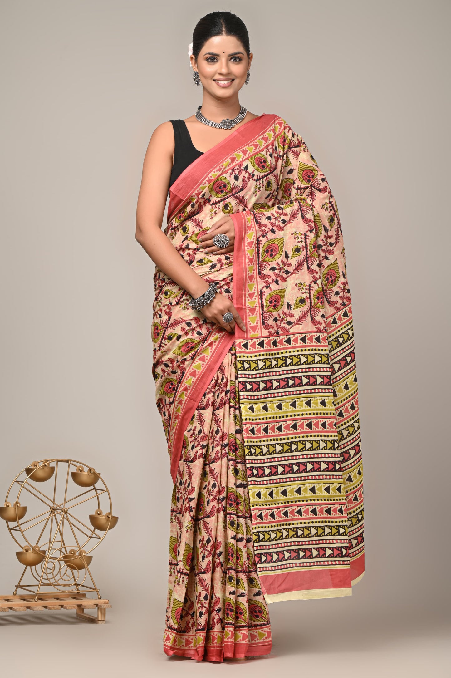 COTTON SAREE BAGRU HAND BLOCK PRINTS