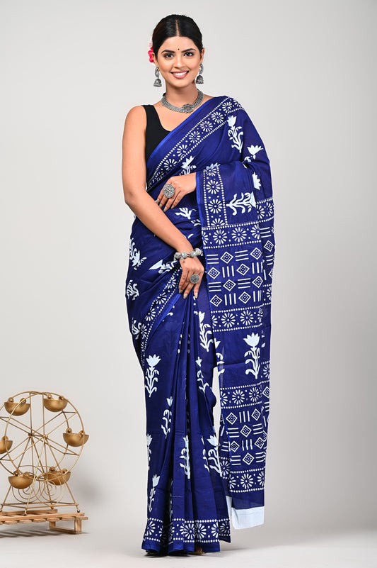 COTTON SAREE BAGRU HAND BLOCK PRINT