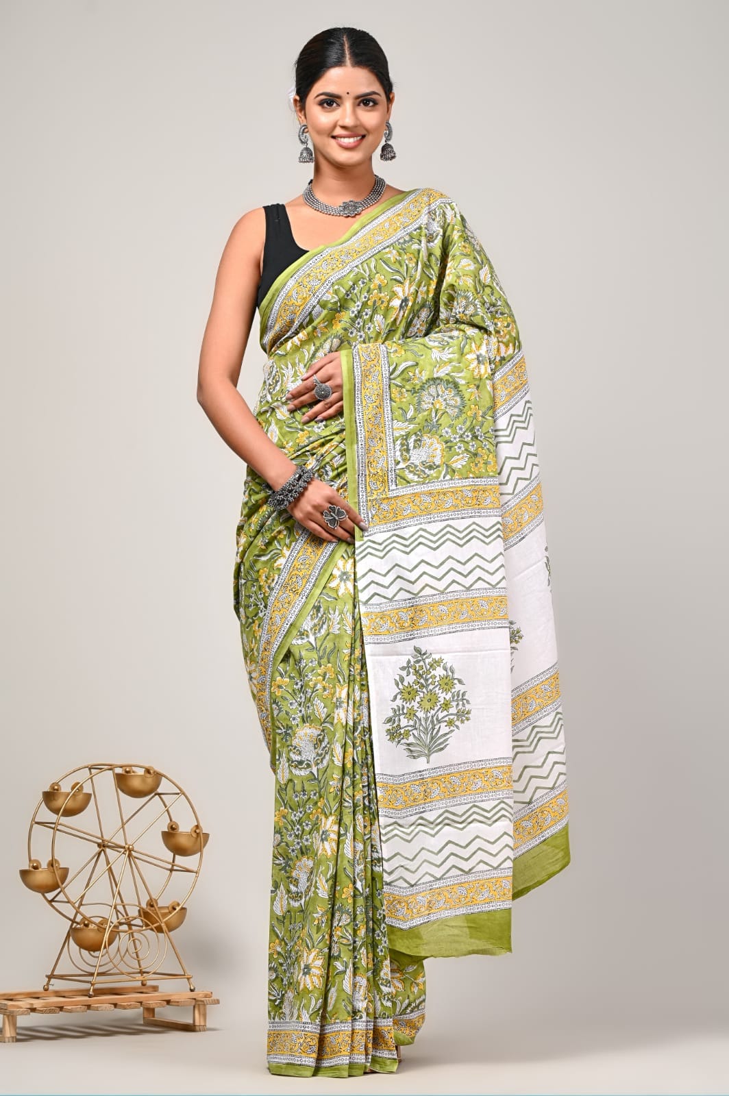 COTTON SAREE BAGRU HAND BLOCK PRINT