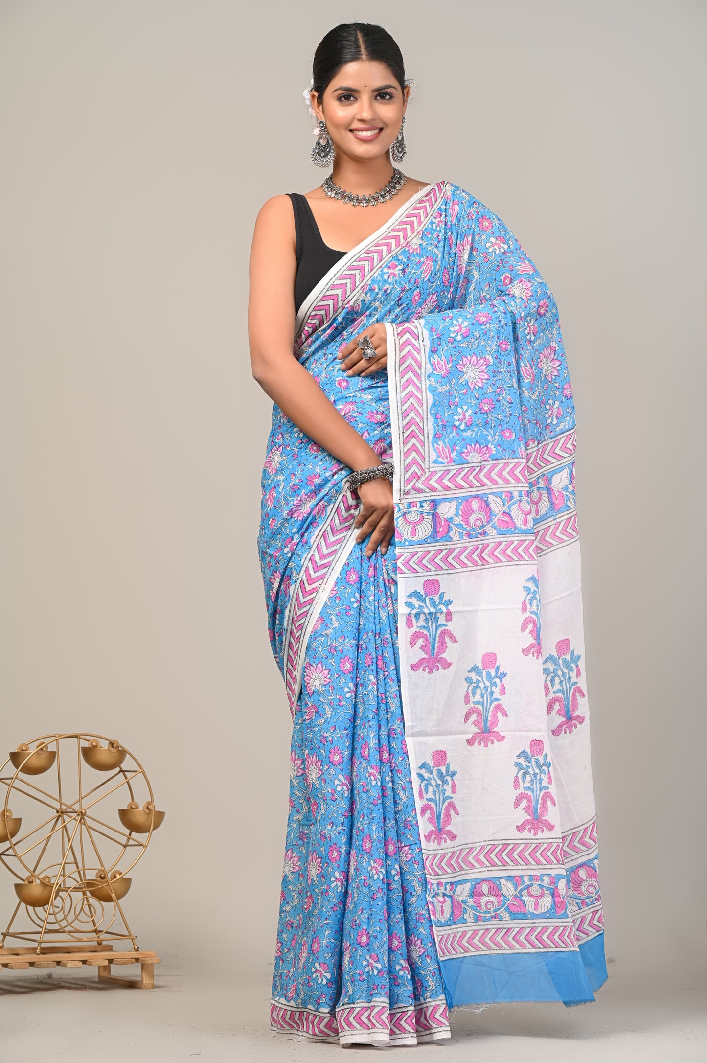 COTTON SAREE BAGRU PRINTS
