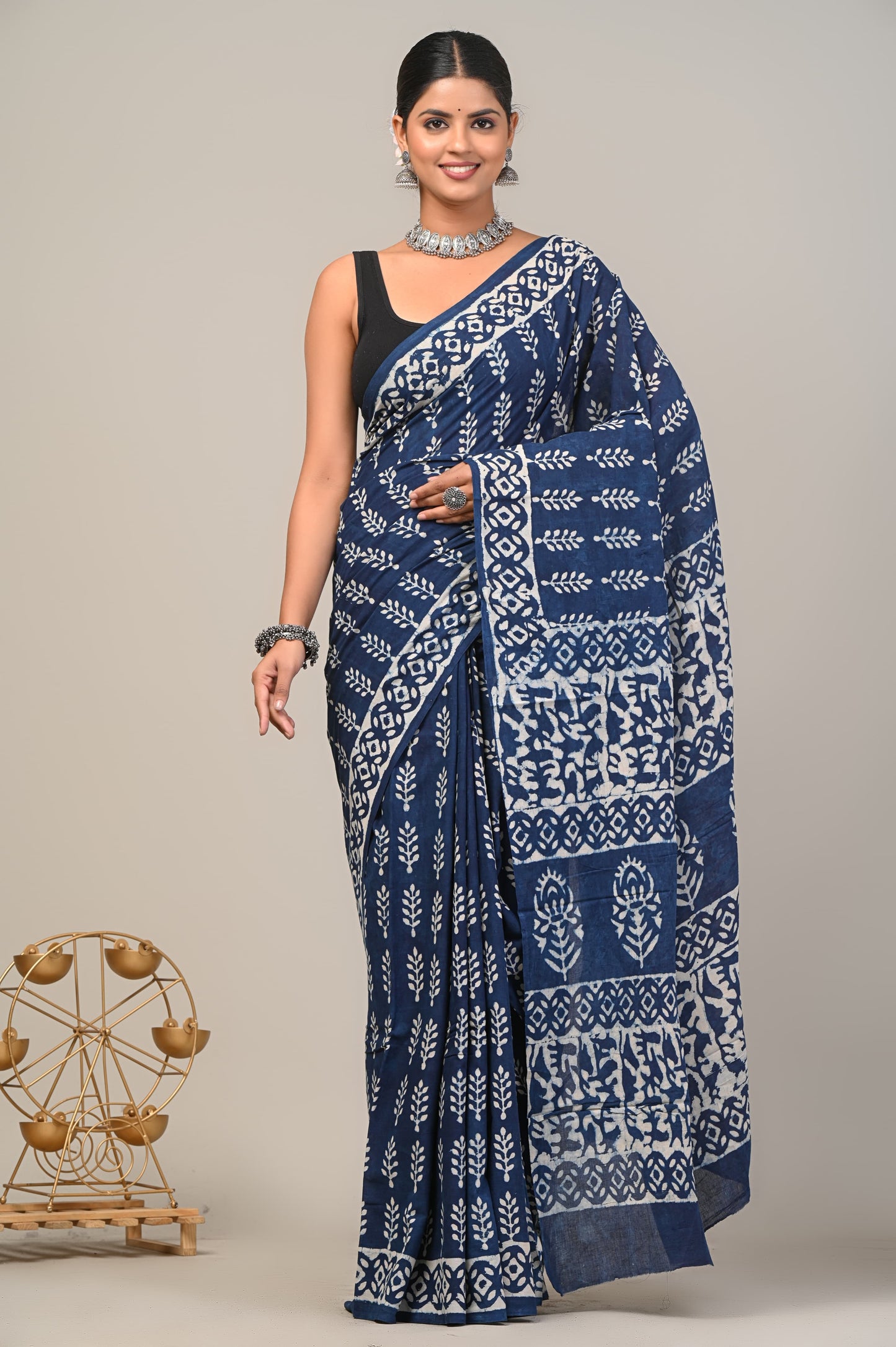 COTTON SAREE BAGRU HAND BLOCK PRINT