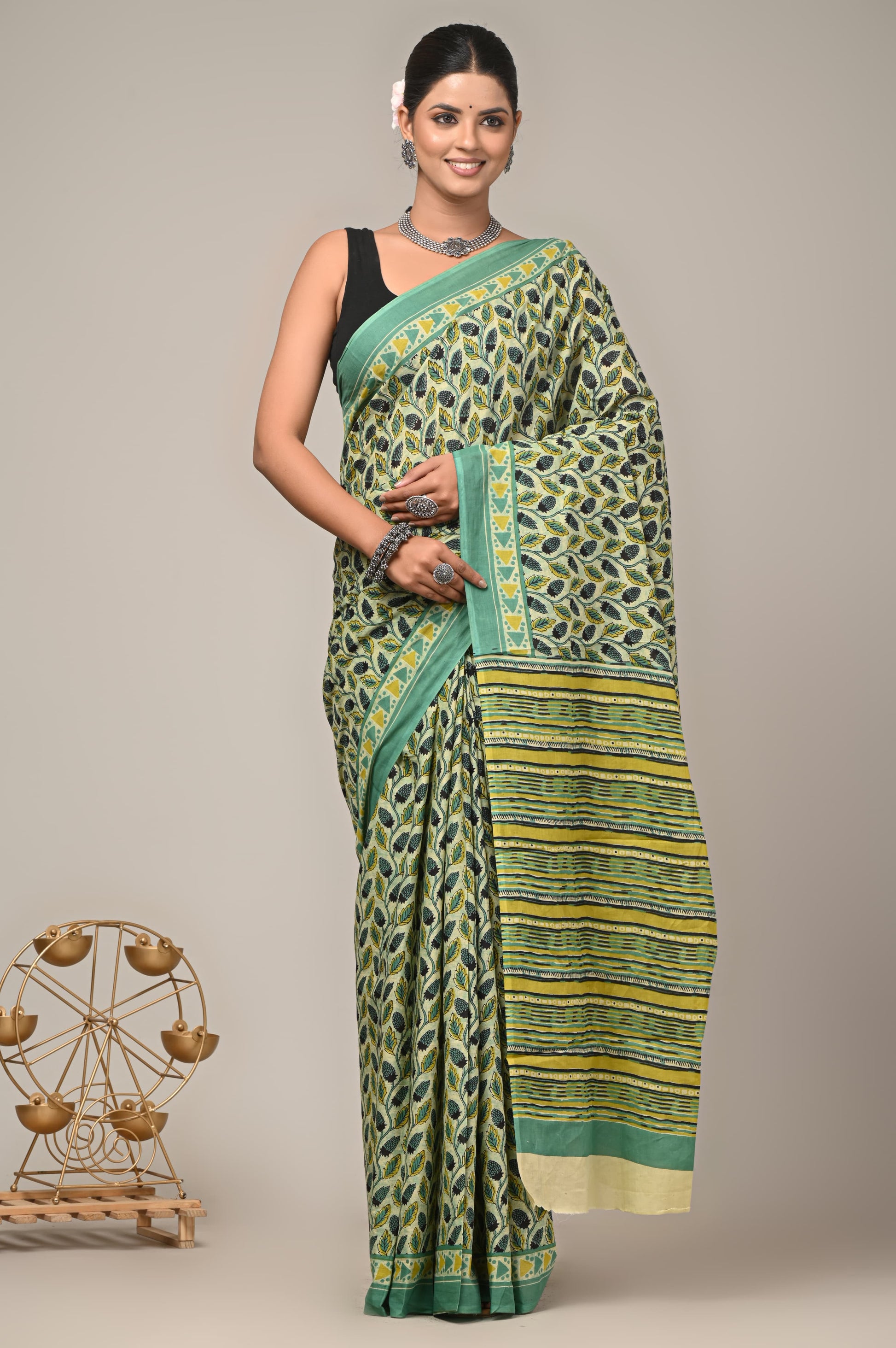 COTTON SAREE BAGRU HAND BLOCK PRINTS