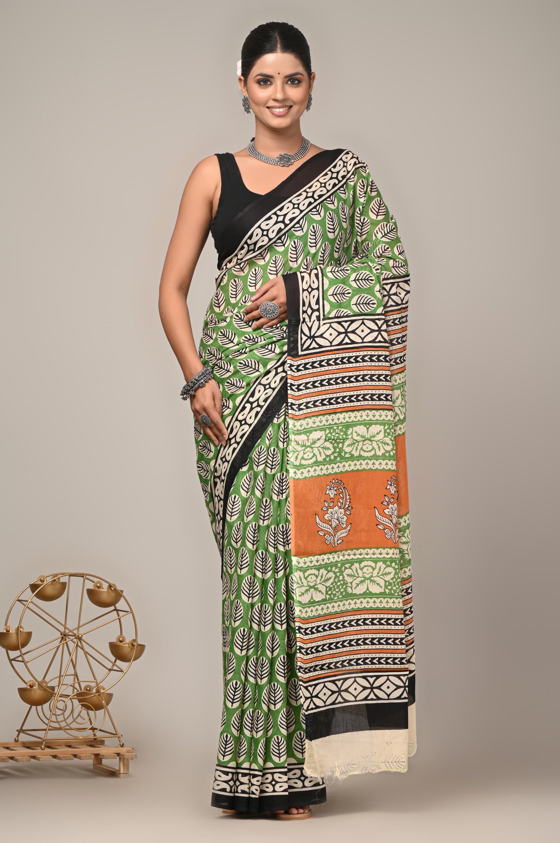 COTTON SAREE BAGRU HAND BLOCK PRINTS