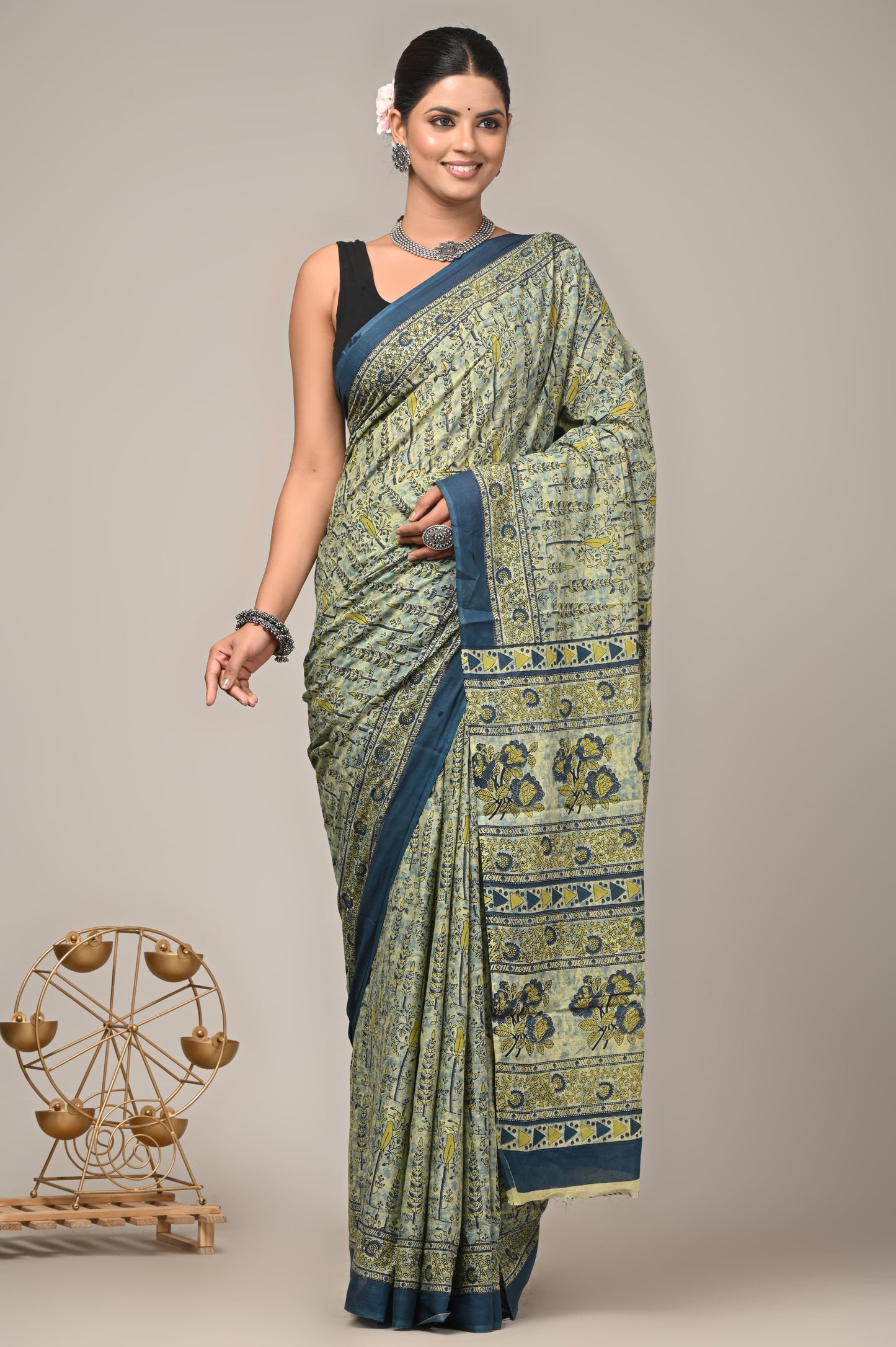 COTTON SAREE BAGRU HAND BLOCK PRINT