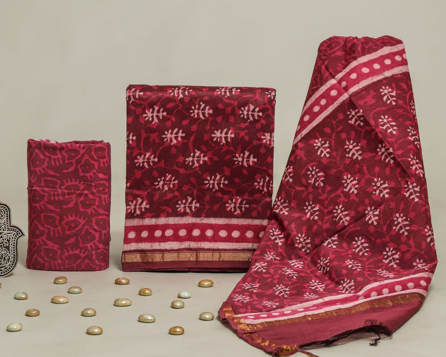 HANDBLOCKPRINTED CHANDERI SUITS