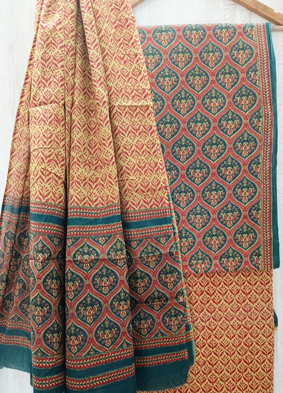 Cotton suit with cotton Dupatta