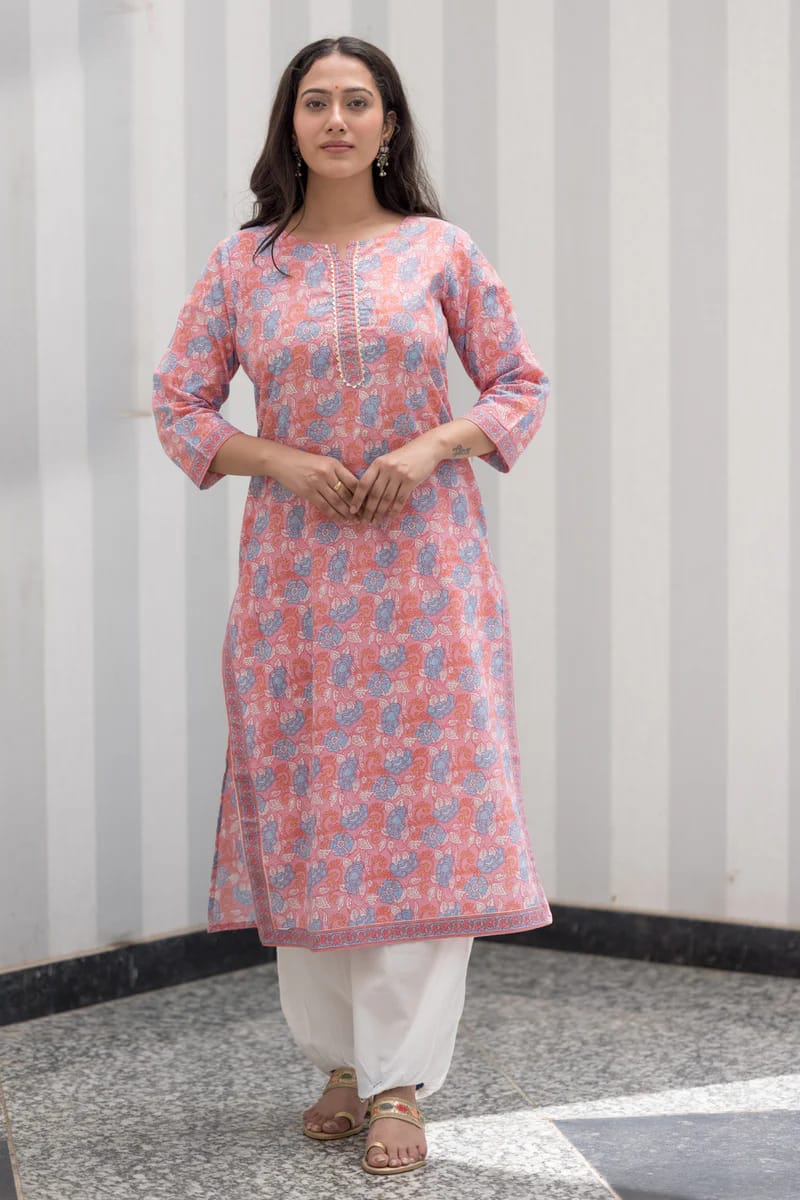 Pink cotton Kurti