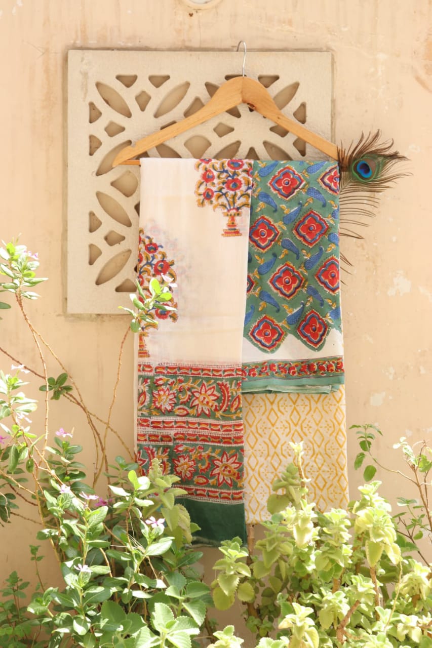 flower jaal print suit set