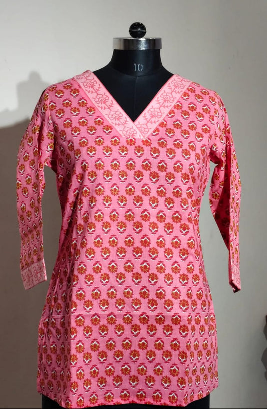 Hand Block Printed Short Kurti