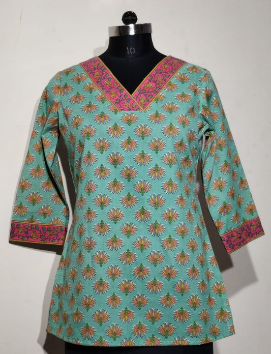 Hand Block Printed Short Kurti