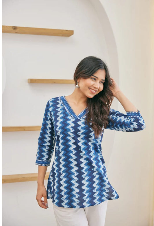 Wave Vibes Indigo Blue Kurti
