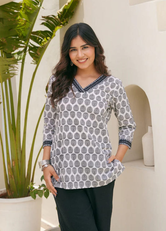 Hand Block Printed Short Kurti