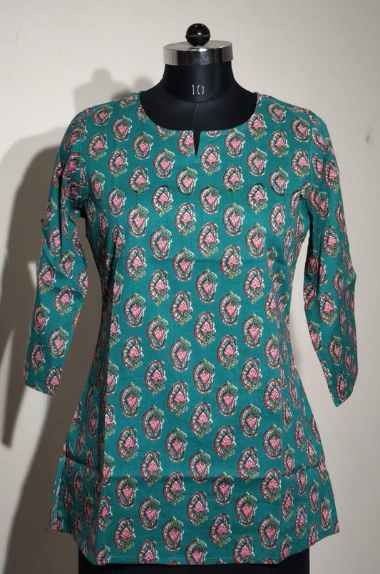Hand Block Printed Short Kurti