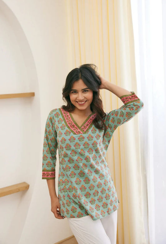 Hand Block Printed Short Kurti