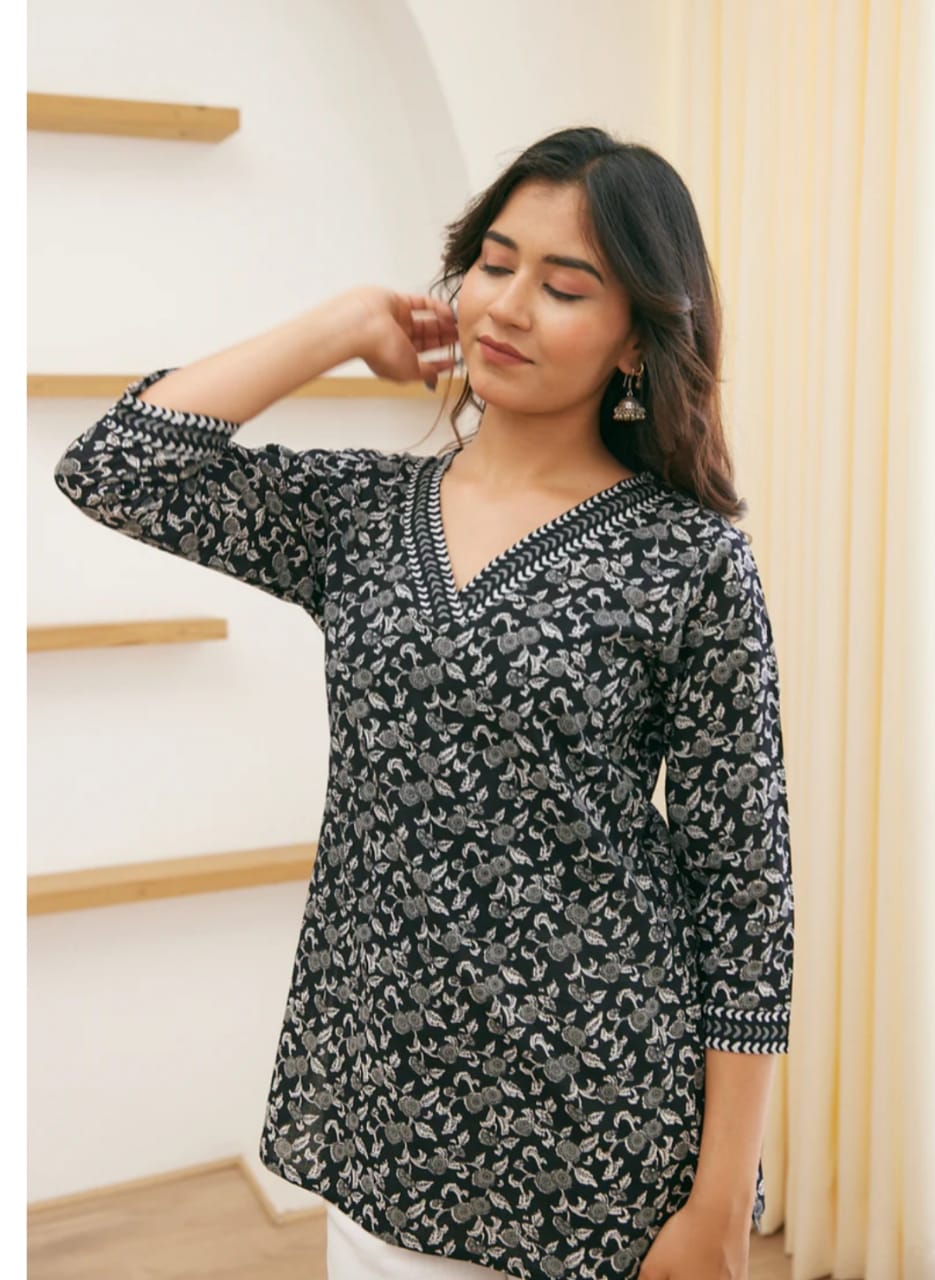 Hand Block Printed Short Kurti