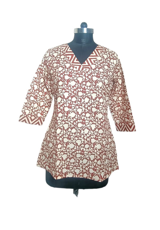 Hand Block Printed Short Kurti