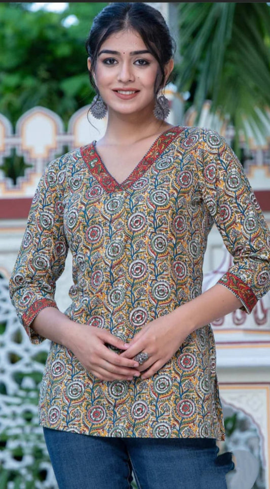 Hand Block Printed Short Kurti