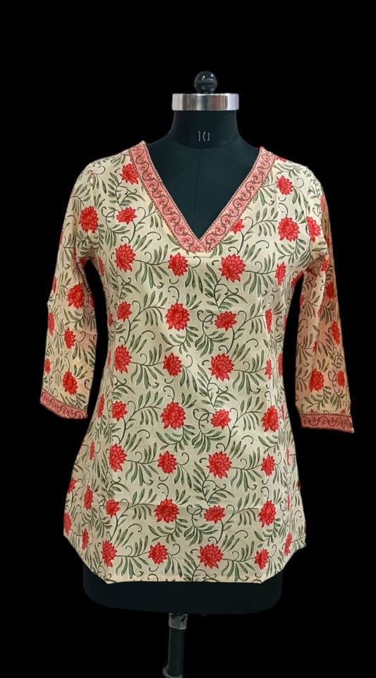 Hand Block Printed Short Kurti