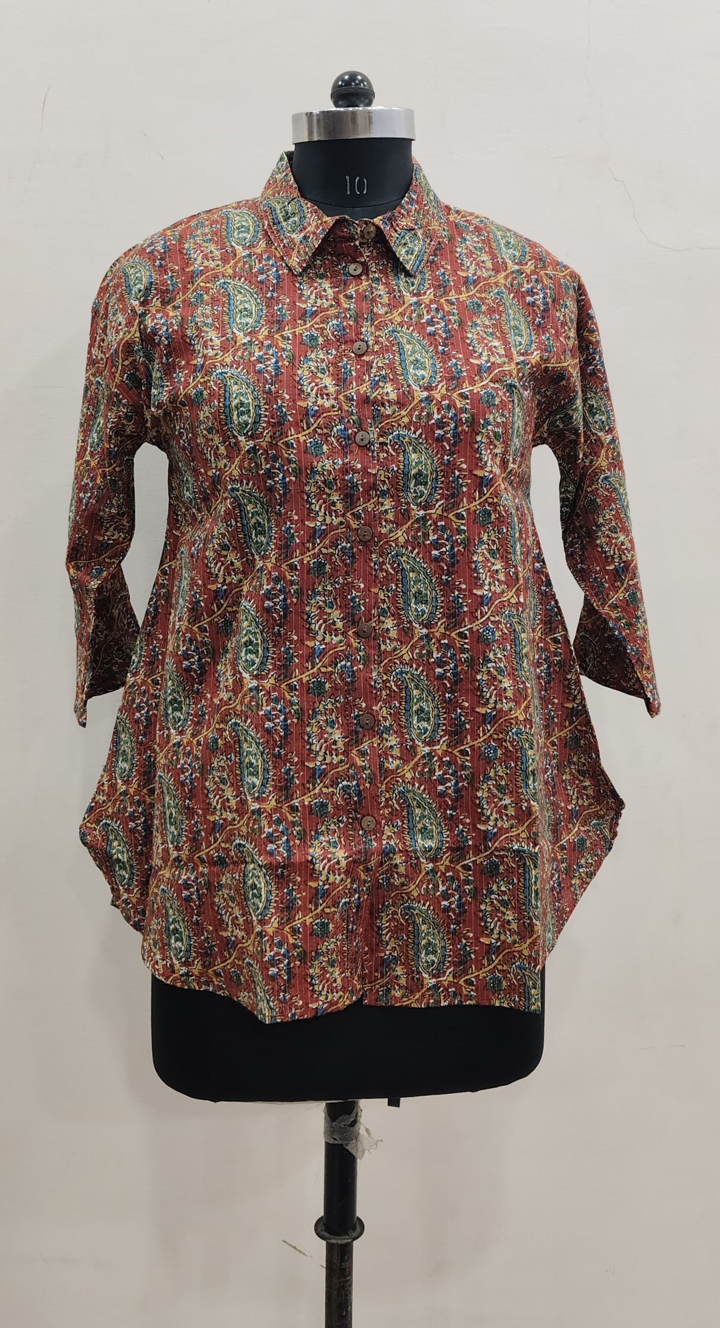 Rust Paisley Cotton Shirt Top