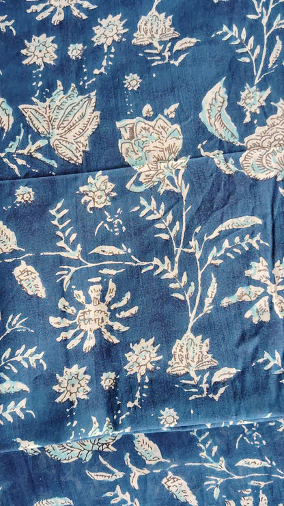 Floral Unstiched Sanganeri Print Cotton Suit  With Cotton Dupatta