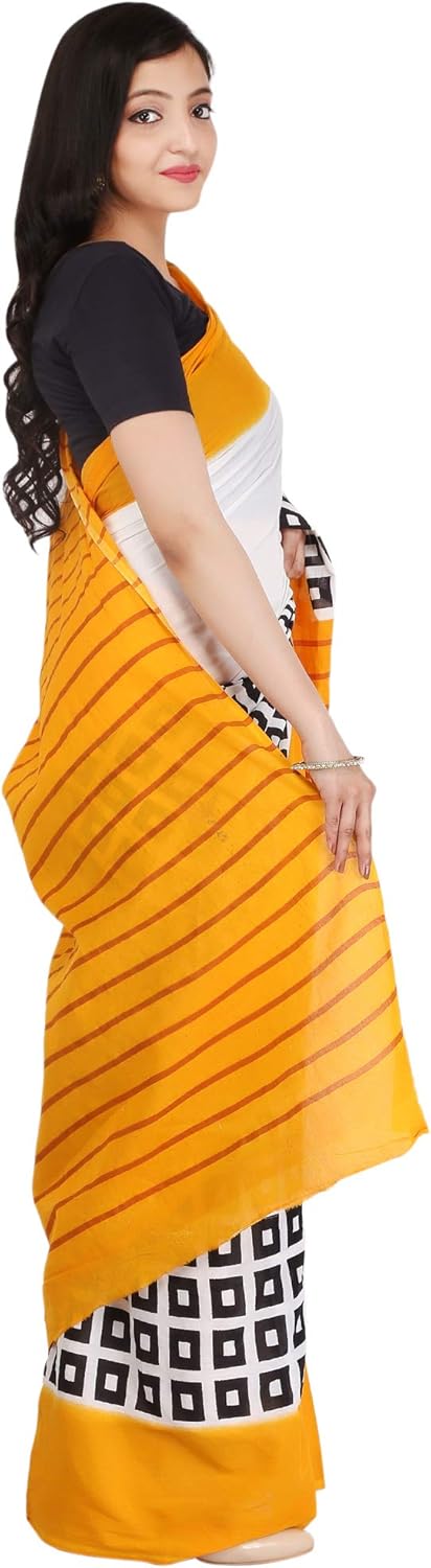 Bagru Cotton Printed Saree With Blouse piece👚SKU:SCCO2230