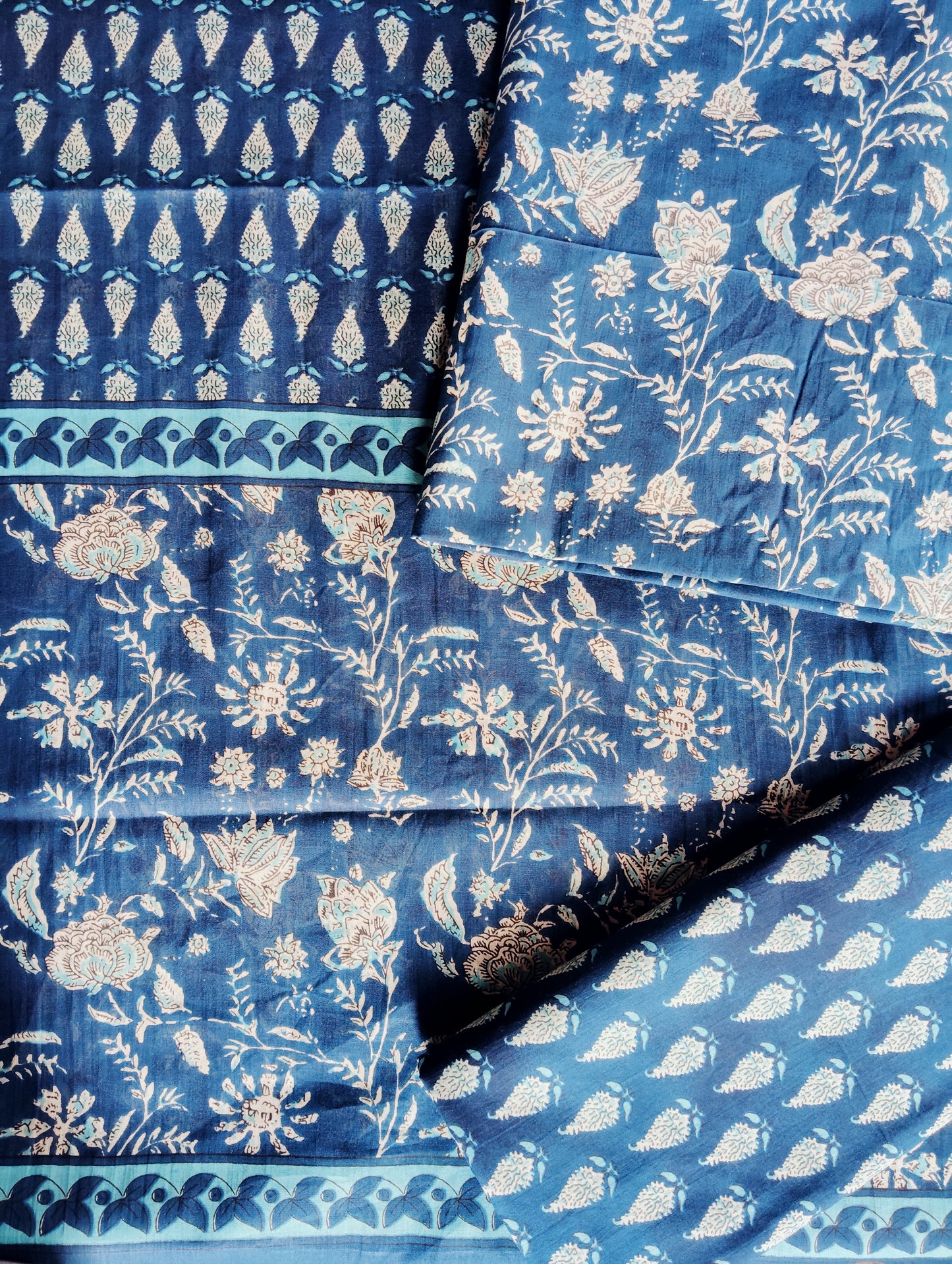 Floral Unstiched Sanganeri Print Cotton Suit  With Cotton Dupatta
